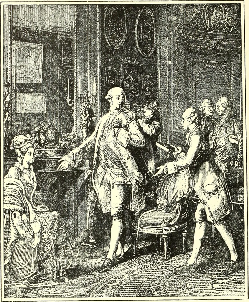 An illustration from An historical guide to French interiors, furniture, decoration, woodwork, & allied arts during the last half of the seventeenth century, the whole of the eighteenth century, and the earlier part of the nineteenth, 1900, leaf 286