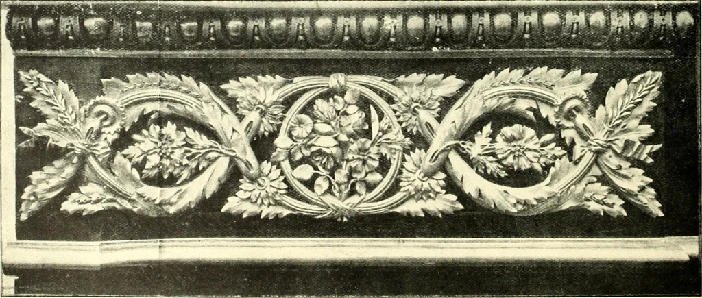 An illustration from An historical guide to French interiors, furniture, decoration, woodwork, & allied arts during the last half of the seventeenth century, the whole of the eighteenth century, and the earlier part of the nineteenth, 1900, leaf 286