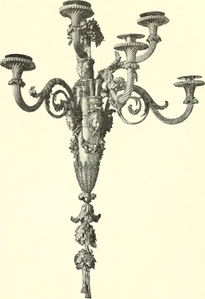 An illustration from An historical guide to French interiors, furniture, decoration, woodwork, & allied arts during the last half of the seventeenth century, the whole of the eighteenth century, and the earlier part of the nineteenth, 1900, leaf 287