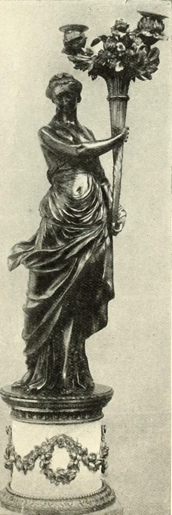 An illustration from An historical guide to French interiors, furniture, decoration, woodwork, & allied arts during the last half of the seventeenth century, the whole of the eighteenth century, and the earlier part of the nineteenth, 1900, leaf 287