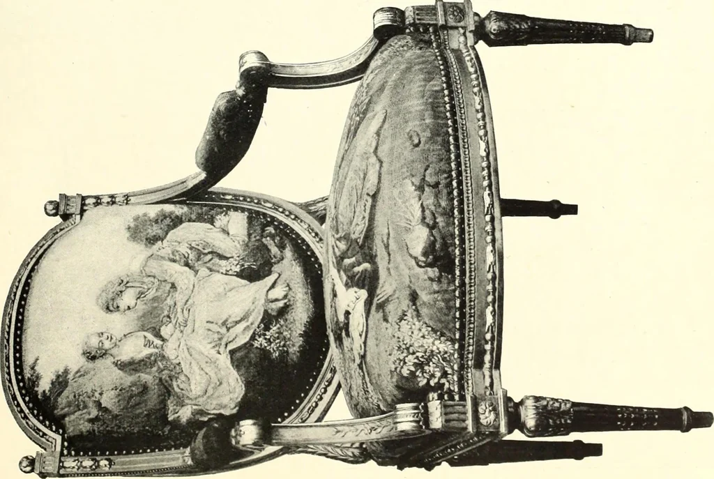 An illustration from An historical guide to French interiors, furniture, decoration, woodwork, & allied arts during the last half of the seventeenth century, the whole of the eighteenth century, and the earlier part of the nineteenth, 1900, leaf 289