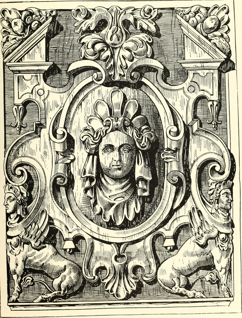 An illustration from An historical guide to French interiors, furniture, decoration, woodwork, & allied arts during the last half of the seventeenth century, the whole of the eighteenth century, and the earlier part of the nineteenth, 1900, leaf 29