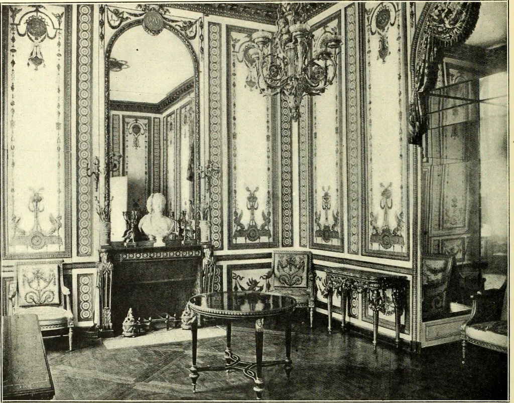 An illustration from An historical guide to French interiors, furniture, decoration, woodwork, & allied arts during the last half of the seventeenth century, the whole of the eighteenth century, and the earlier part of the nineteenth, 1900, leaf 290