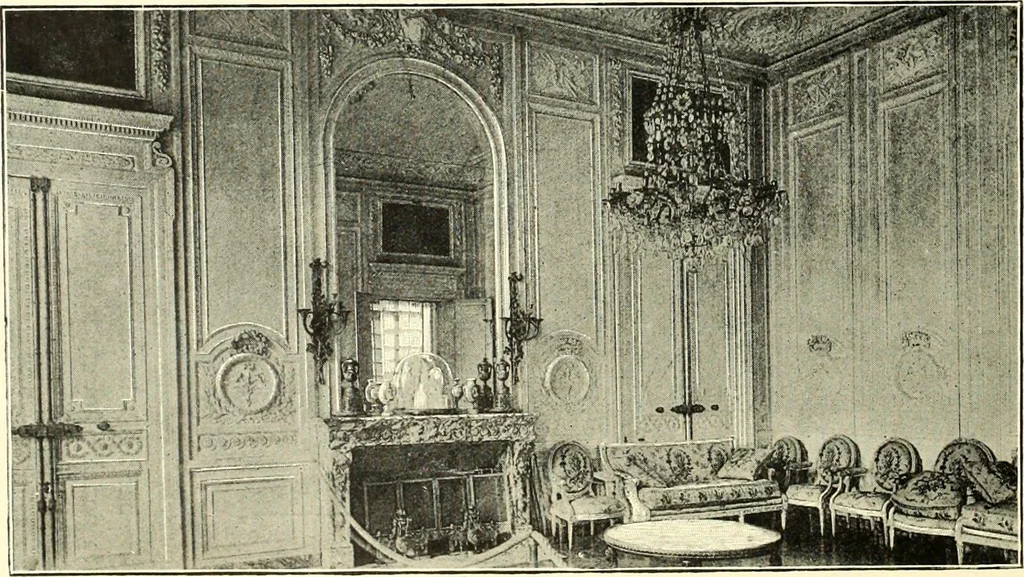 An illustration from An historical guide to French interiors, furniture, decoration, woodwork, & allied arts during the last half of the seventeenth century, the whole of the eighteenth century, and the earlier part of the nineteenth, 1900, leaf 290