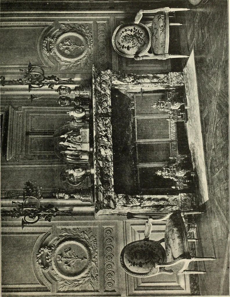 An illustration from An historical guide to French interiors, furniture, decoration, woodwork, & allied arts during the last half of the seventeenth century, the whole of the eighteenth century, and the earlier part of the nineteenth, 1900, leaf 291