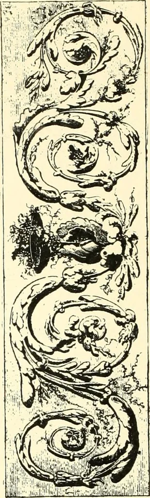 An illustration from An historical guide to French interiors, furniture, decoration, woodwork, & allied arts during the last half of the seventeenth century, the whole of the eighteenth century, and the earlier part of the nineteenth, 1900, leaf 296
