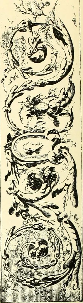 An illustration from An historical guide to French interiors, furniture, decoration, woodwork, & allied arts during the last half of the seventeenth century, the whole of the eighteenth century, and the earlier part of the nineteenth, 1900, leaf 296