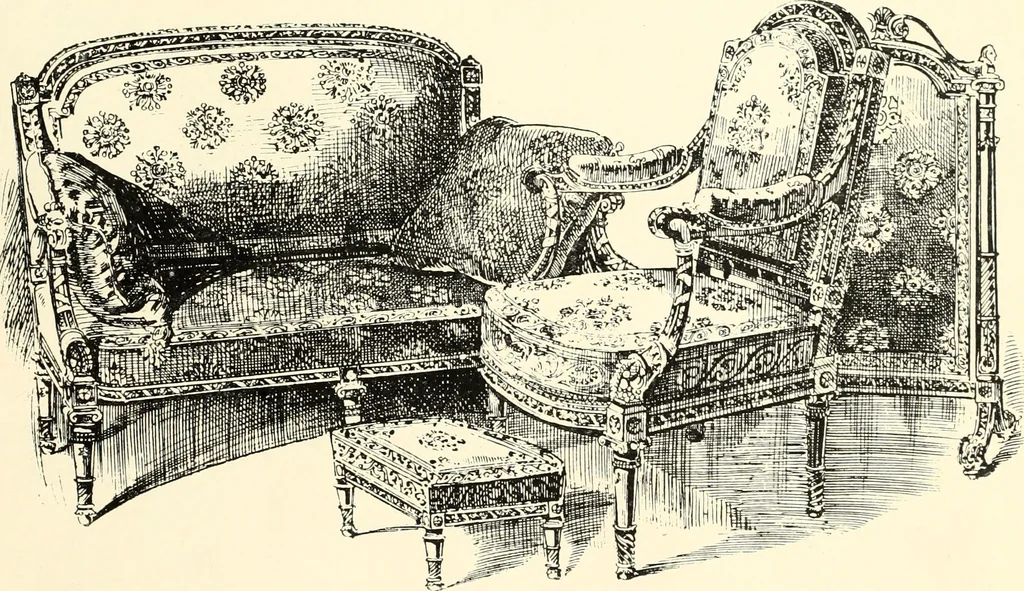An illustration from An historical guide to French interiors, furniture, decoration, woodwork, & allied arts during the last half of the seventeenth century, the whole of the eighteenth century, and the earlier part of the nineteenth, 1900, leaf 297