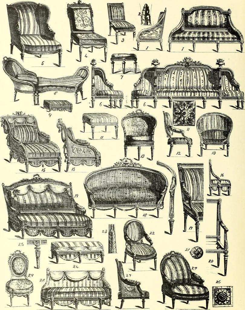An illustration from An historical guide to French interiors, furniture, decoration, woodwork, & allied arts during the last half of the seventeenth century, the whole of the eighteenth century, and the earlier part of the nineteenth, 1900, leaf 298