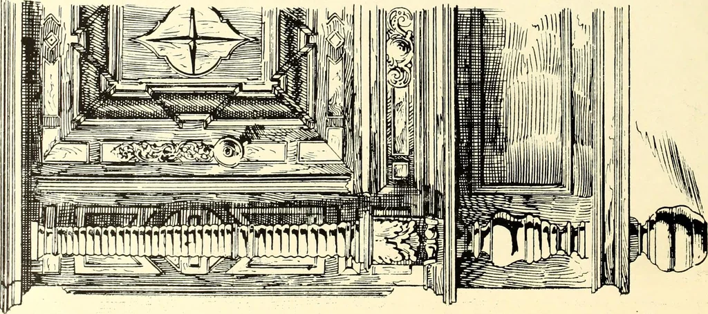 An illustration from An historical guide to French interiors, furniture, decoration, woodwork, & allied arts during the last half of the seventeenth century, the whole of the eighteenth century, and the earlier part of the nineteenth, 1900, leaf 30