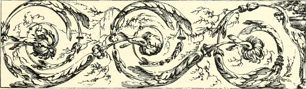An illustration from An historical guide to French interiors, furniture, decoration, woodwork, & allied arts during the last half of the seventeenth century, the whole of the eighteenth century, and the earlier part of the nineteenth, 1900, leaf 303