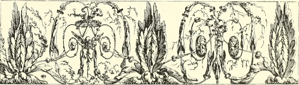 An illustration from An historical guide to French interiors, furniture, decoration, woodwork, & allied arts during the last half of the seventeenth century, the whole of the eighteenth century, and the earlier part of the nineteenth, 1900, leaf 303