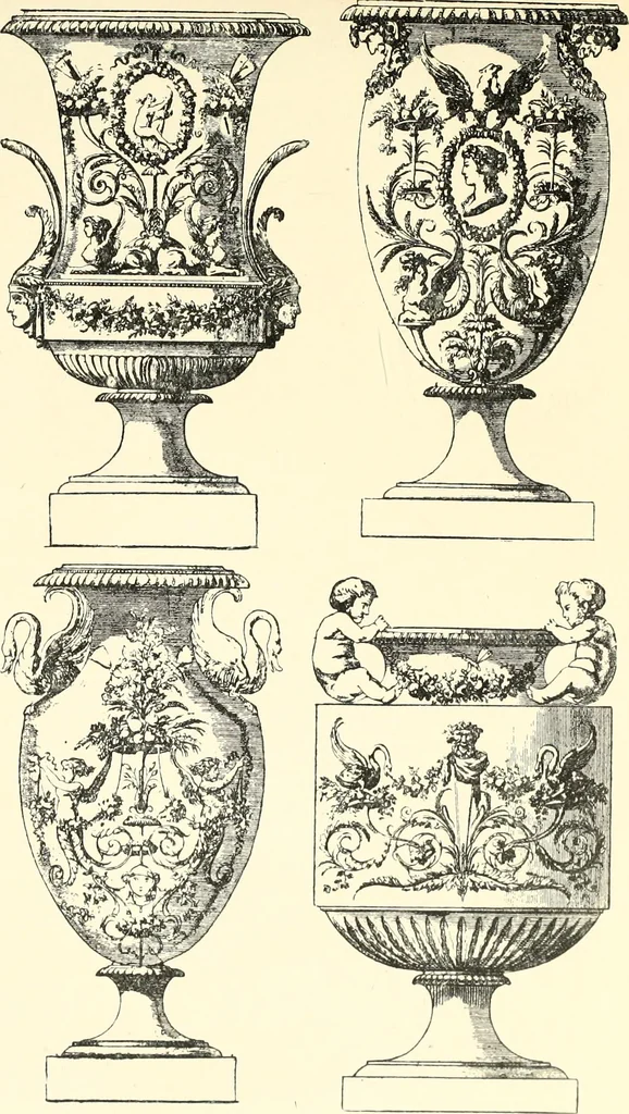 An illustration from An historical guide to French interiors, furniture, decoration, woodwork, & allied arts during the last half of the seventeenth century, the whole of the eighteenth century, and the earlier part of the nineteenth, 1900, leaf 305