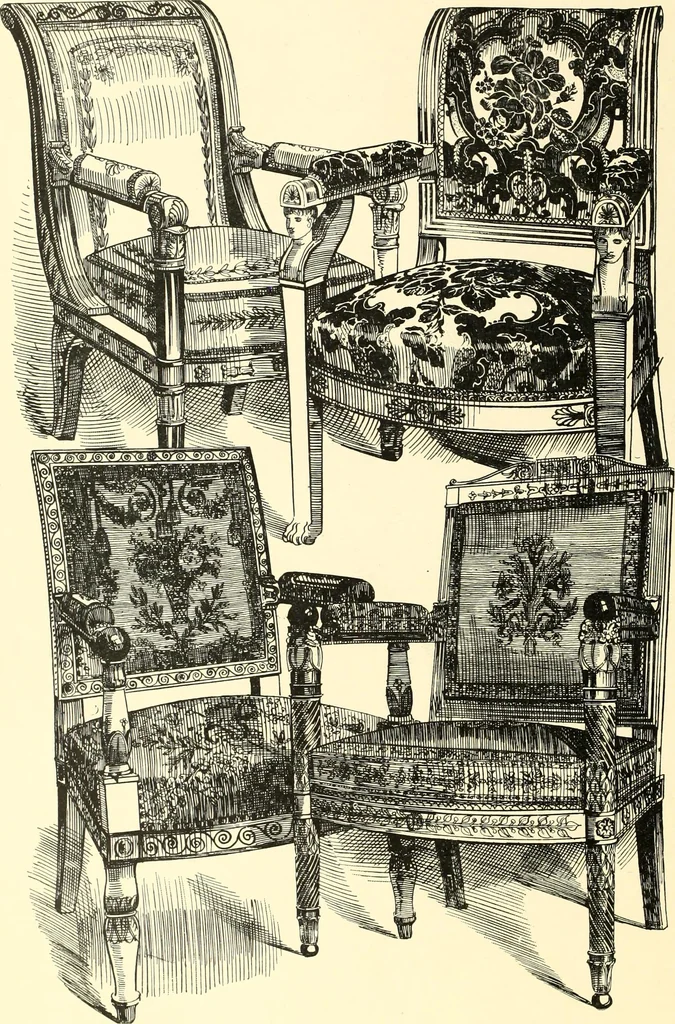An illustration from An historical guide to French interiors, furniture, decoration, woodwork, & allied arts during the last half of the seventeenth century, the whole of the eighteenth century, and the earlier part of the nineteenth, 1900, leaf 308