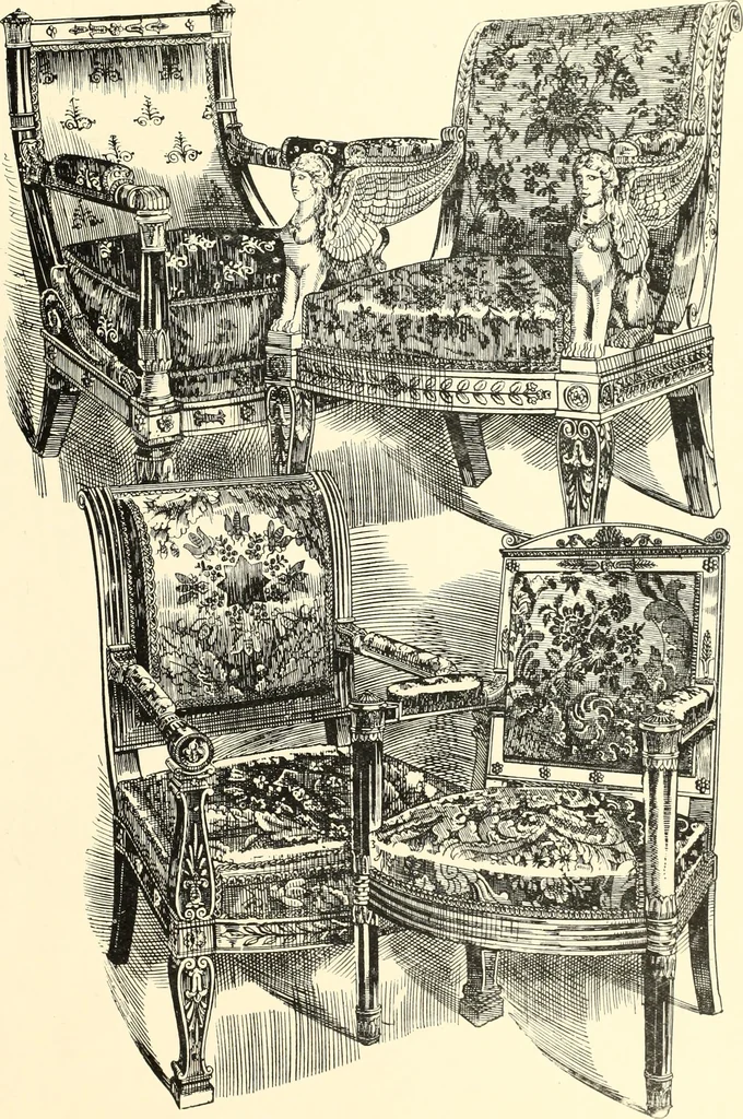 An illustration from An historical guide to French interiors, furniture, decoration, woodwork, & allied arts during the last half of the seventeenth century, the whole of the eighteenth century, and the earlier part of the nineteenth, 1900, leaf 309