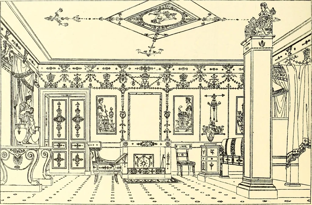 An illustration from An historical guide to French interiors, furniture, decoration, woodwork, & allied arts during the last half of the seventeenth century, the whole of the eighteenth century, and the earlier part of the nineteenth, 1900, leaf 310