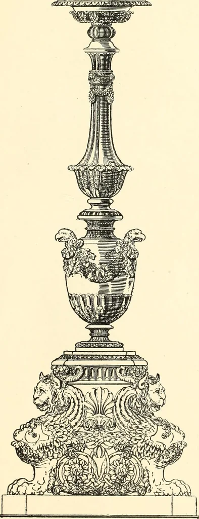 An illustration from An historical guide to French interiors, furniture, decoration, woodwork, & allied arts during the last half of the seventeenth century, the whole of the eighteenth century, and the earlier part of the nineteenth, 1900, leaf 313
