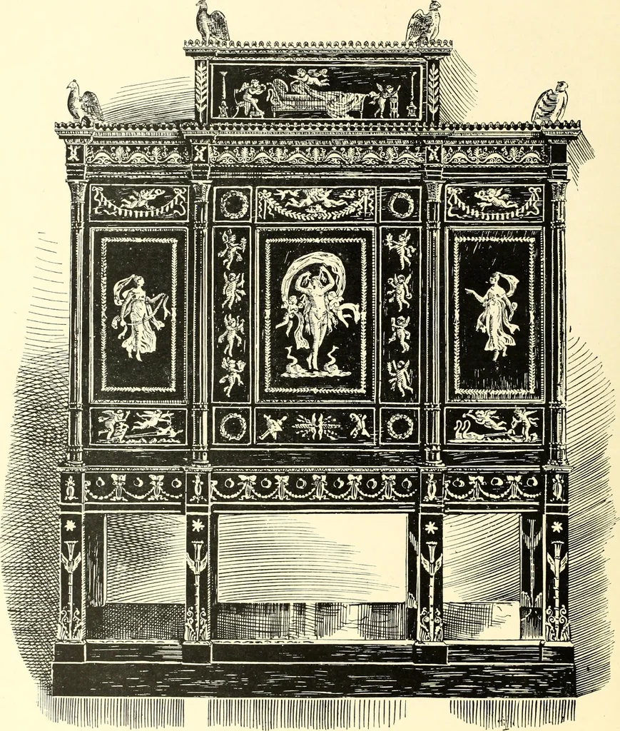 An illustration from An historical guide to French interiors, furniture, decoration, woodwork, & allied arts during the last half of the seventeenth century, the whole of the eighteenth century, and the earlier part of the nineteenth, 1900, leaf 314