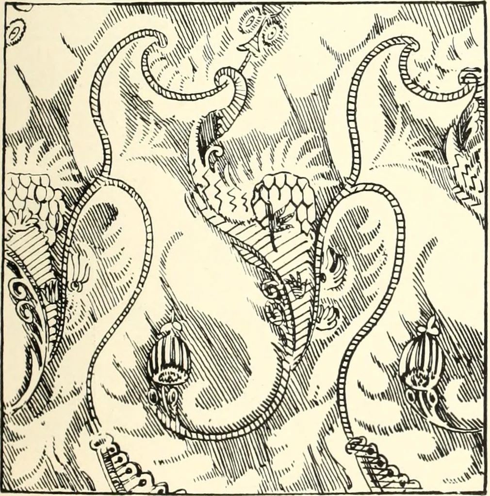 An illustration from An historical guide to French interiors, furniture, decoration, woodwork, & allied arts during the last half of the seventeenth century, the whole of the eighteenth century, and the earlier part of the nineteenth, 1900, leaf 33