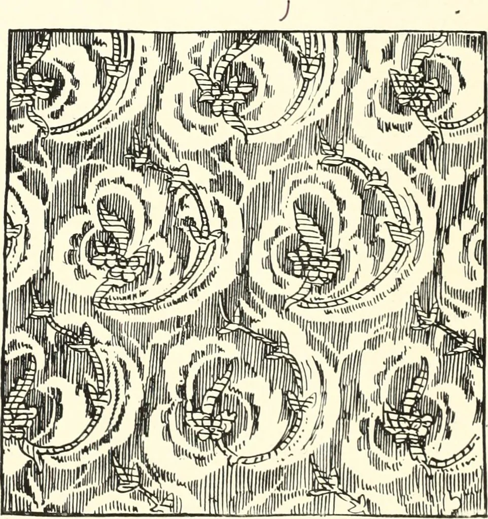 An illustration from An historical guide to French interiors, furniture, decoration, woodwork, & allied arts during the last half of the seventeenth century, the whole of the eighteenth century, and the earlier part of the nineteenth, 1900, leaf 33