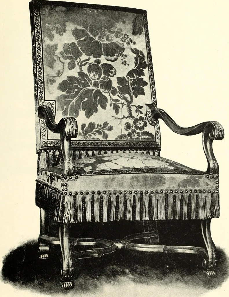 An illustration from An historical guide to French interiors, furniture, decoration, woodwork, & allied arts during the last half of the seventeenth century, the whole of the eighteenth century, and the earlier part of the nineteenth, 1900, leaf 37