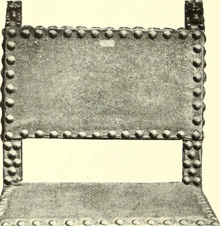 An illustration from An historical guide to French interiors, furniture, decoration, woodwork, & allied arts during the last half of the seventeenth century, the whole of the eighteenth century, and the earlier part of the nineteenth, 1900, leaf 38