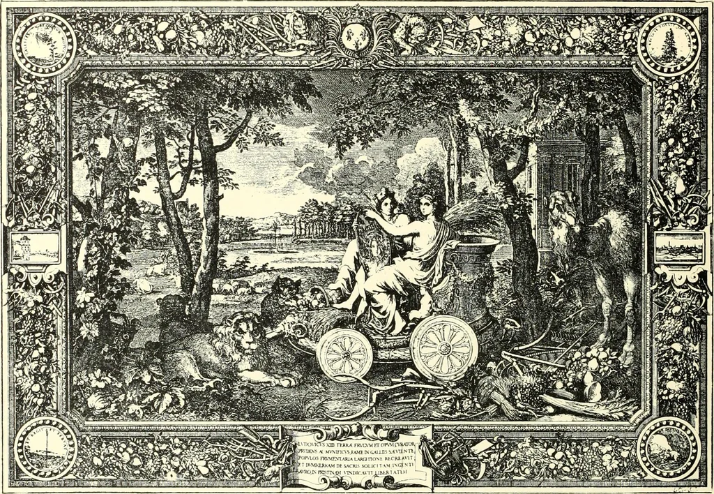 An illustration from An historical guide to French interiors, furniture, decoration, woodwork, & allied arts during the last half of the seventeenth century, the whole of the eighteenth century, and the earlier part of the nineteenth, 1900, leaf 42