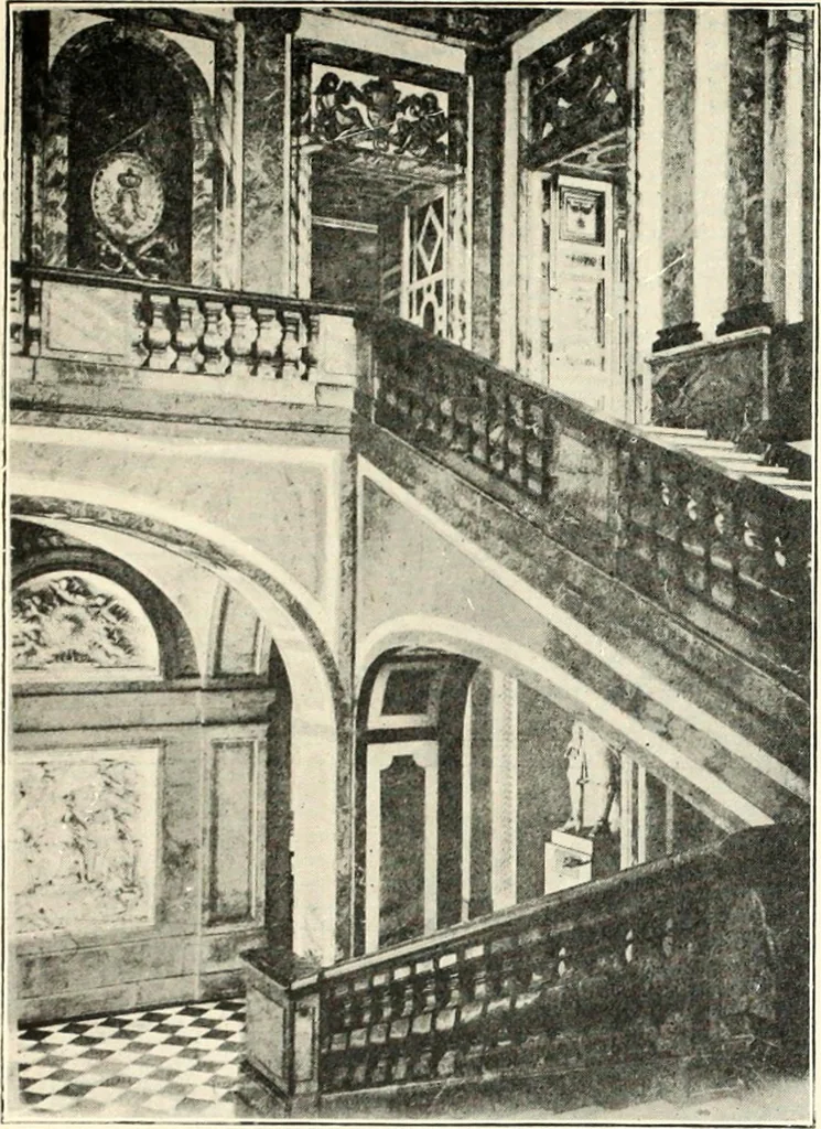 An illustration from An historical guide to French interiors, furniture, decoration, woodwork, & allied arts during the last half of the seventeenth century, the whole of the eighteenth century, and the earlier part of the nineteenth, 1900, leaf 43