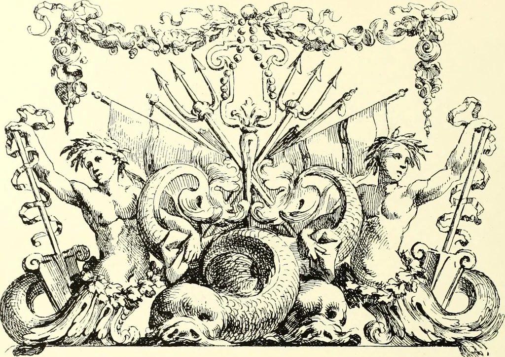 An illustration from An historical guide to French interiors, furniture, decoration, woodwork, & allied arts during the last half of the seventeenth century, the whole of the eighteenth century, and the earlier part of the nineteenth, 1900, leaf 50