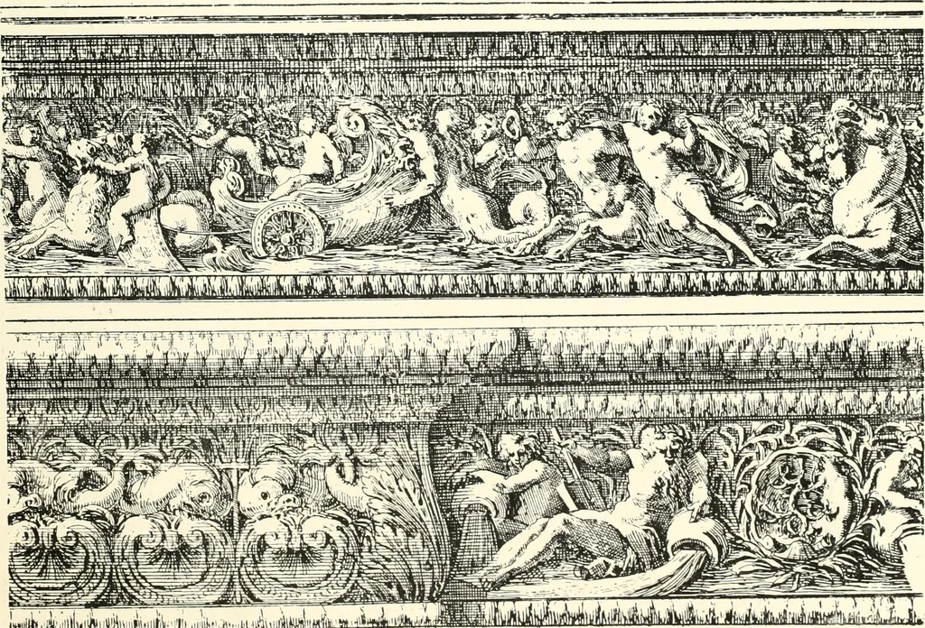 An illustration from An historical guide to French interiors, furniture, decoration, woodwork, & allied arts during the last half of the seventeenth century, the whole of the eighteenth century, and the earlier part of the nineteenth, 1900, leaf 51