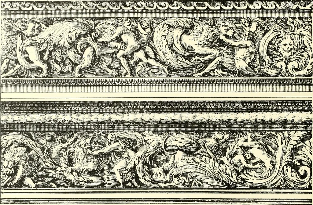 An illustration from An historical guide to French interiors, furniture, decoration, woodwork, & allied arts during the last half of the seventeenth century, the whole of the eighteenth century, and the earlier part of the nineteenth, 1900, leaf 52