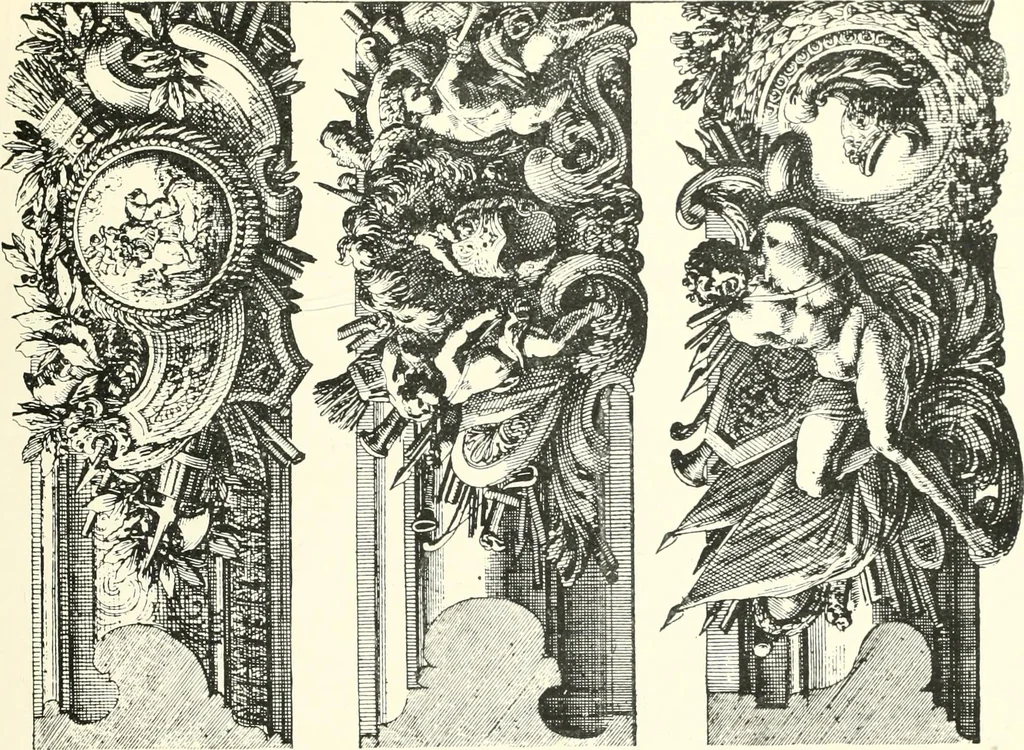 An illustration from An historical guide to French interiors, furniture, decoration, woodwork, & allied arts during the last half of the seventeenth century, the whole of the eighteenth century, and the earlier part of the nineteenth, 1900, leaf 55