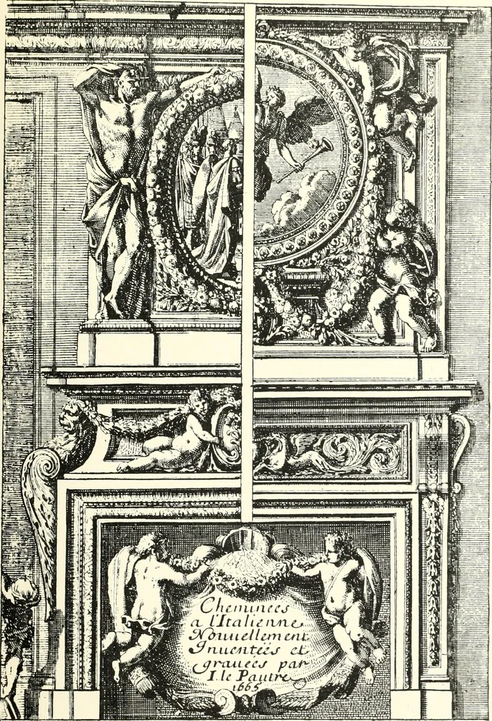 An illustration from An historical guide to French interiors, furniture, decoration, woodwork, & allied arts during the last half of the seventeenth century, the whole of the eighteenth century, and the earlier part of the nineteenth, 1900, leaf 59