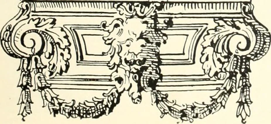 An illustration from An historical guide to French interiors, furniture, decoration, woodwork, & allied arts during the last half of the seventeenth century, the whole of the eighteenth century, and the earlier part of the nineteenth, 1900, leaf 59