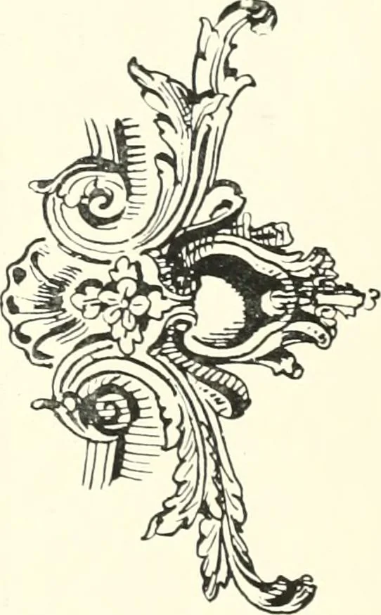 An illustration from An historical guide to French interiors, furniture, decoration, woodwork, & allied arts during the last half of the seventeenth century, the whole of the eighteenth century, and the earlier part of the nineteenth, 1900, leaf 59