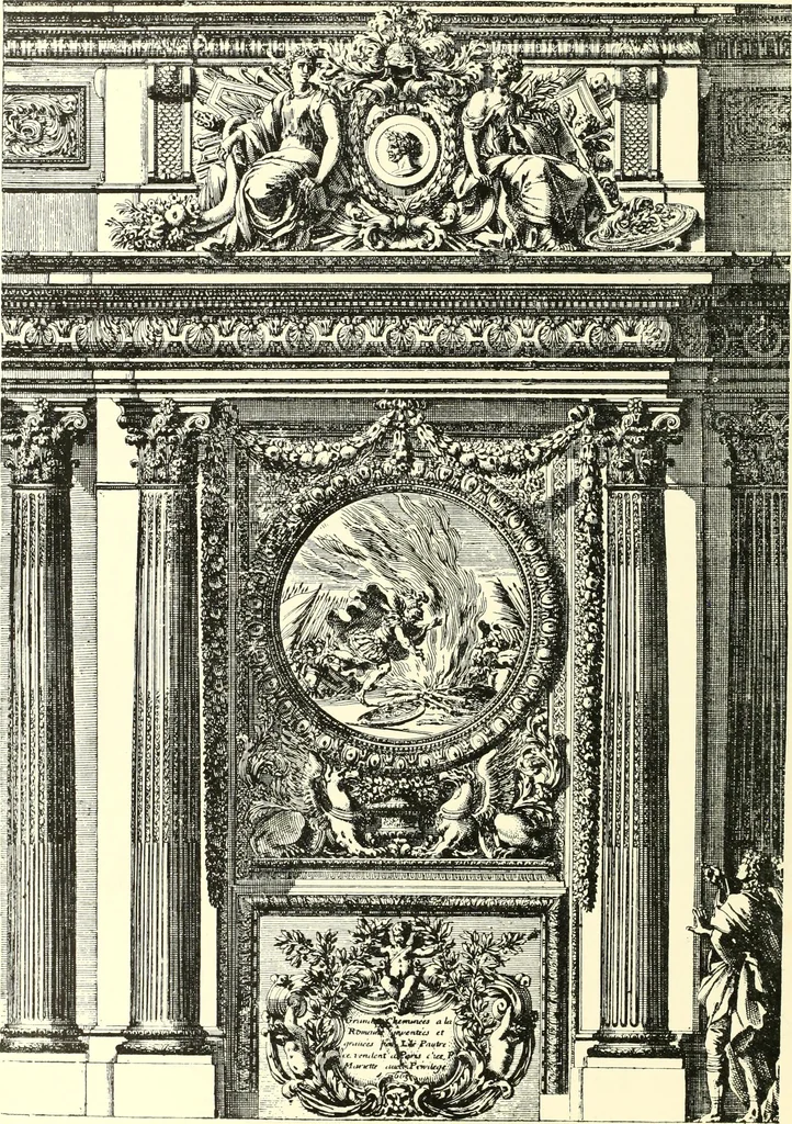 An illustration from An historical guide to French interiors, furniture, decoration, woodwork, & allied arts during the last half of the seventeenth century, the whole of the eighteenth century, and the earlier part of the nineteenth, 1900, leaf 60