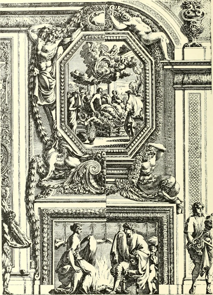 An illustration from An historical guide to French interiors, furniture, decoration, woodwork, & allied arts during the last half of the seventeenth century, the whole of the eighteenth century, and the earlier part of the nineteenth, 1900, leaf 62