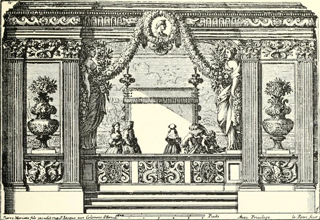 An illustration from An historical guide to French interiors, furniture, decoration, woodwork, & allied arts during the last half of the seventeenth century, the whole of the eighteenth century, and the earlier part of the nineteenth, 1900, leaf 63