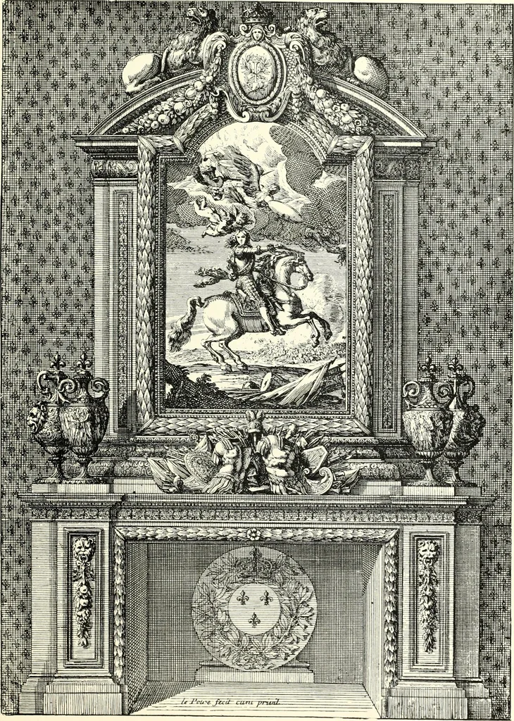 An illustration from An historical guide to French interiors, furniture, decoration, woodwork, & allied arts during the last half of the seventeenth century, the whole of the eighteenth century, and the earlier part of the nineteenth, 1900, leaf 67