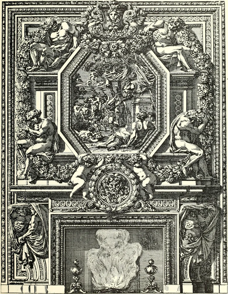 An illustration from An historical guide to French interiors, furniture, decoration, woodwork, & allied arts during the last half of the seventeenth century, the whole of the eighteenth century, and the earlier part of the nineteenth, 1900, leaf 69