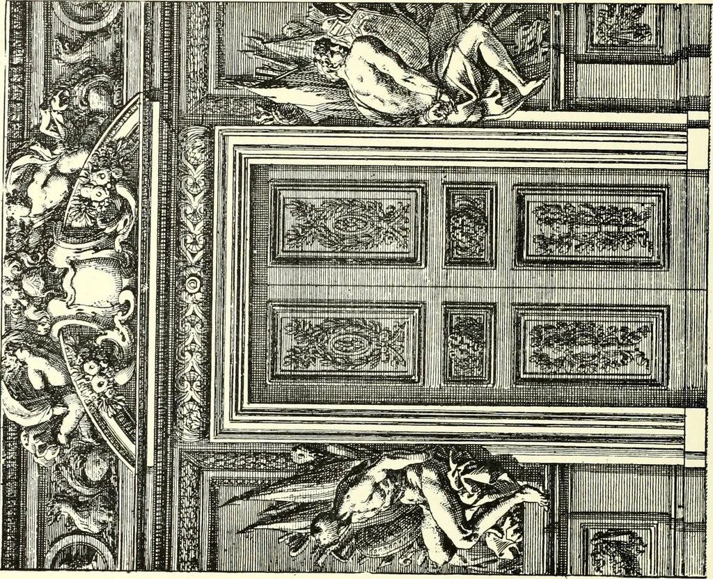 An illustration from An historical guide to French interiors, furniture, decoration, woodwork, & allied arts during the last half of the seventeenth century, the whole of the eighteenth century, and the earlier part of the nineteenth, 1900, leaf 70