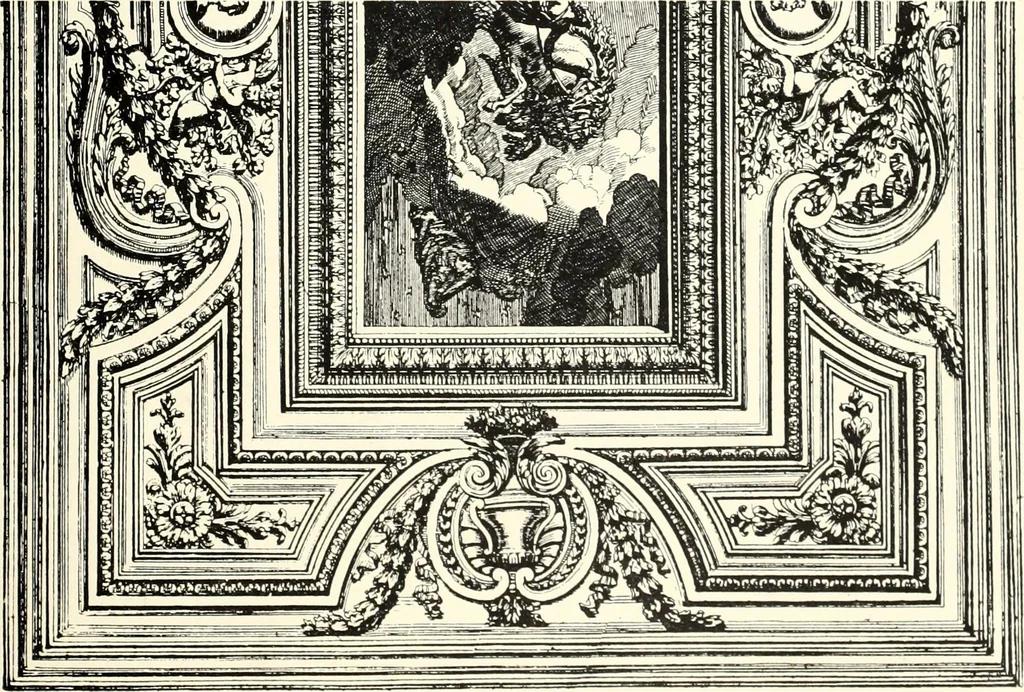 An illustration from An historical guide to French interiors, furniture, decoration, woodwork, & allied arts during the last half of the seventeenth century, the whole of the eighteenth century, and the earlier part of the nineteenth, 1900, leaf 75