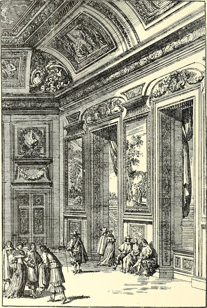 An illustration from An historical guide to French interiors, furniture, decoration, woodwork, & allied arts during the last half of the seventeenth century, the whole of the eighteenth century, and the earlier part of the nineteenth, 1900, leaf 76