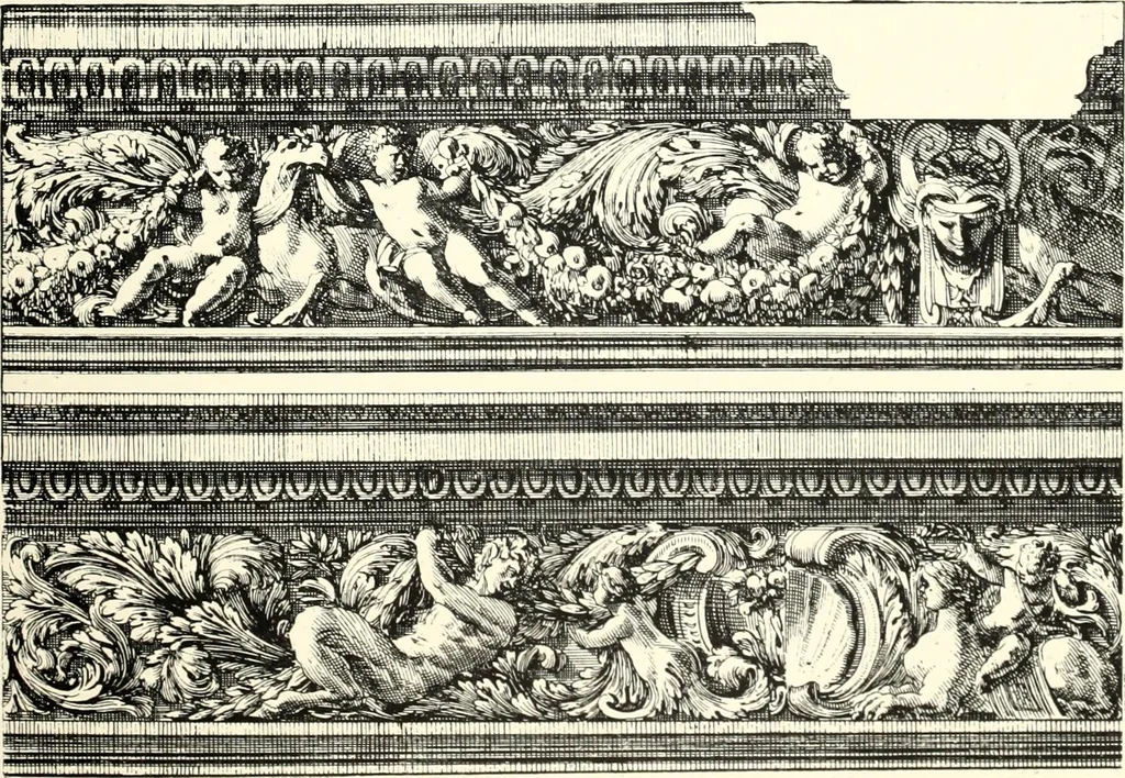 An illustration from An historical guide to French interiors, furniture, decoration, woodwork, & allied arts during the last half of the seventeenth century, the whole of the eighteenth century, and the earlier part of the nineteenth, 1900, leaf 79