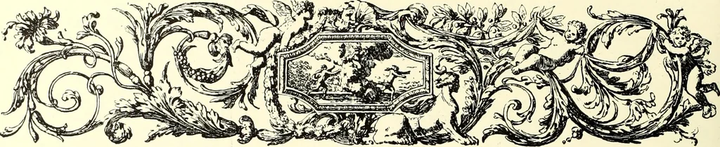 An illustration from An historical guide to French interiors, furniture, decoration, woodwork, & allied arts during the last half of the seventeenth century, the whole of the eighteenth century, and the earlier part of the nineteenth, 1900, leaf 82