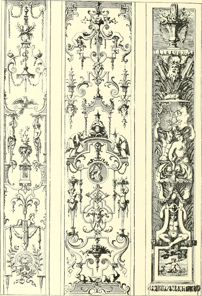 An illustration from An historical guide to French interiors, furniture, decoration, woodwork, & allied arts during the last half of the seventeenth century, the whole of the eighteenth century, and the earlier part of the nineteenth, 1900, leaf 86