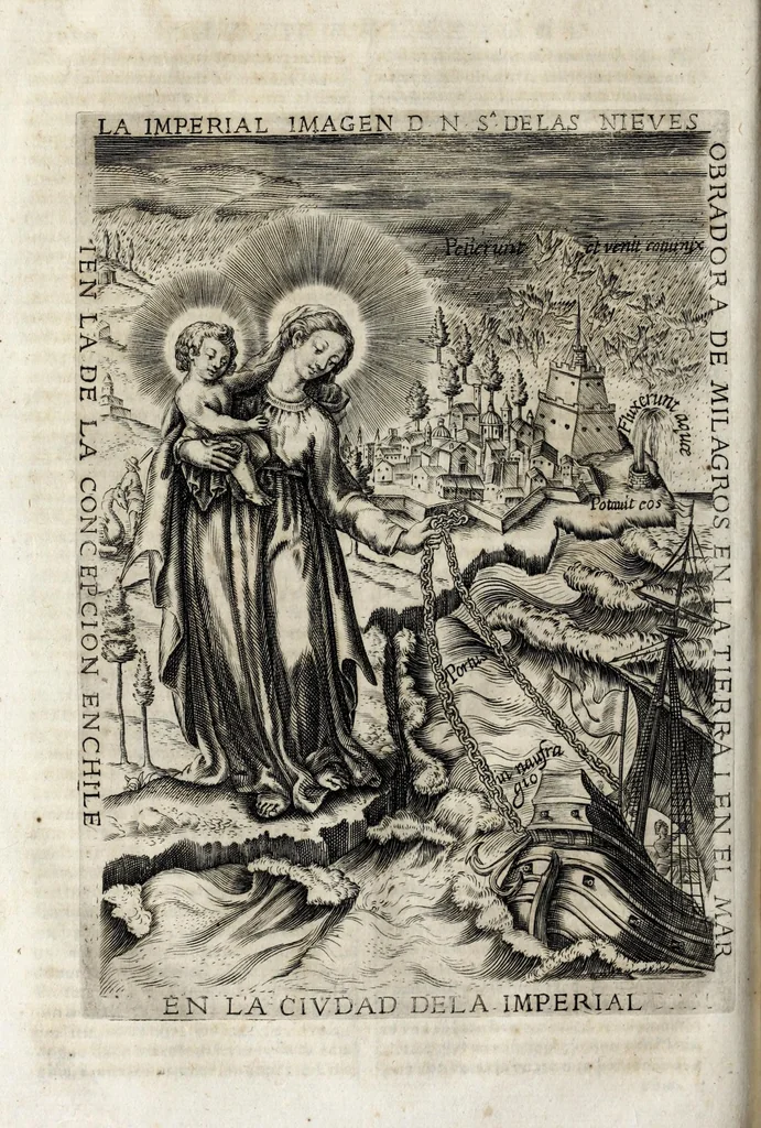 An illustration from Historica relatione del regno di Cile : e delle missioni e ministerij che esercita in quelle la Compagnia di Giesu, 1646, leaf 210