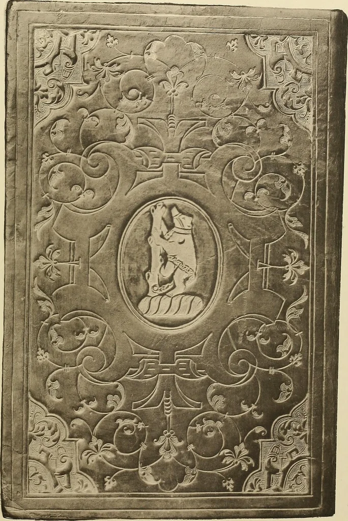An illustration from Historic bindings in the Bodleian Library, Oxford : with reproductions of twenty-four of the finest bindings, 1891, leaf 124
