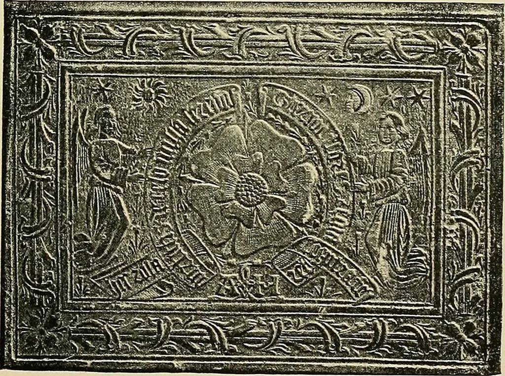 An illustration from Historic bindings in the Bodleian Library, Oxford : with reproductions of twenty-four of the finest bindings, 1891, leaf 8