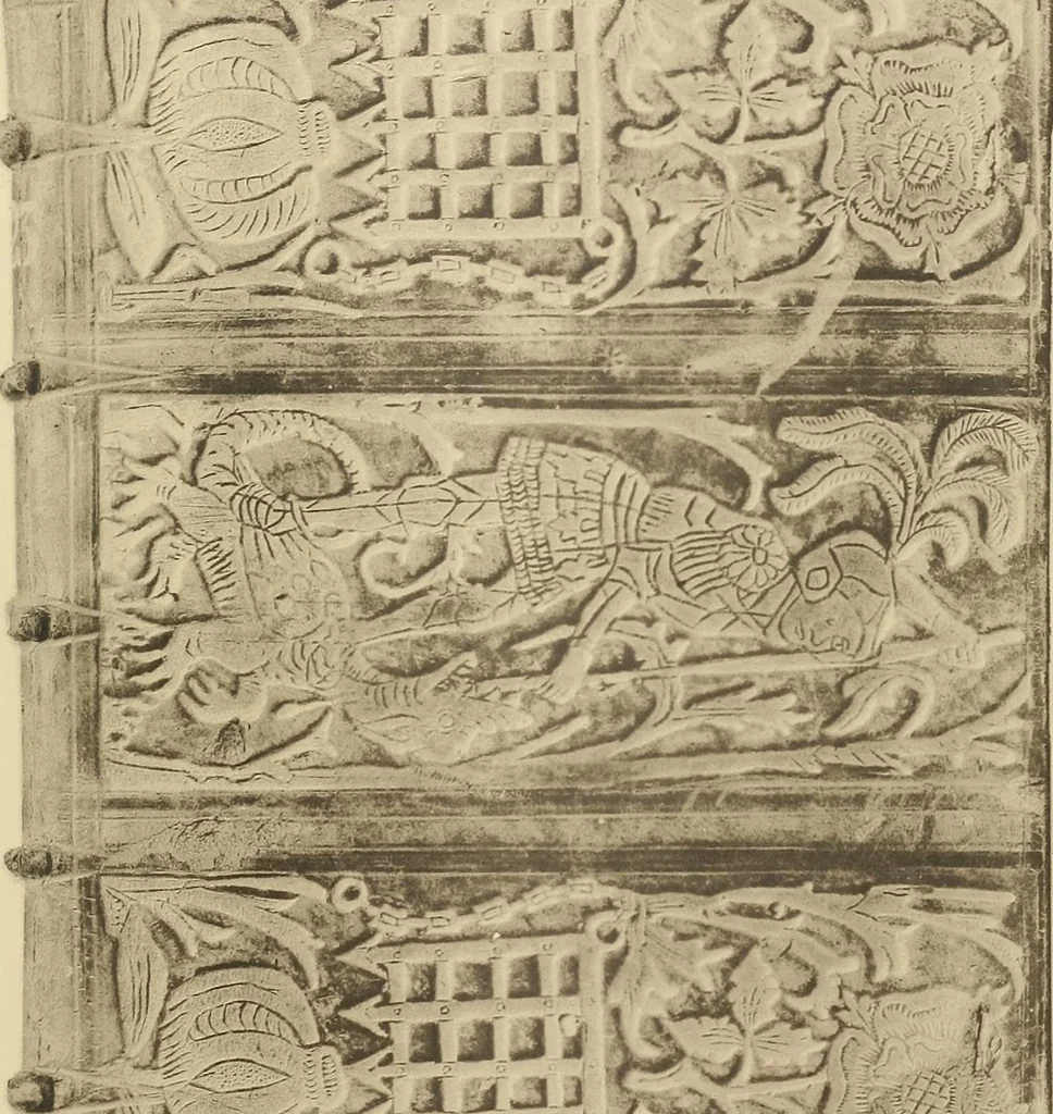 An illustration from Historic bindings in the Bodleian Library, Oxford : with reproductions of twenty-four of the finest bindings, 1891, leaf 90